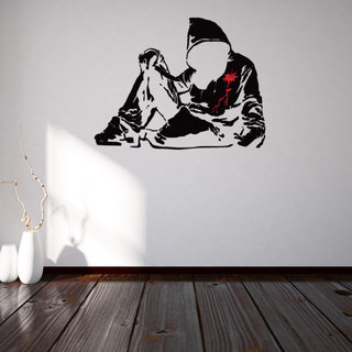 Banksy 'Bloody Hoodie With Knife' Vinyl Sticker/Mural/Wall Decal Home Art Decor
