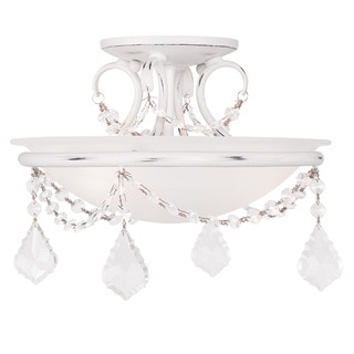 Pennington Chesterfield White Steel and Glass Ceiling Mount Fixture