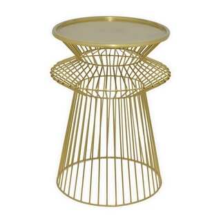 Three Hands Gold-tone Metal Round Caged Accent Table