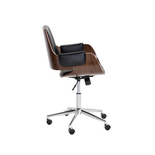 Sunpan Kellan Onyx Faux-leather/Wood Office Chair with Stainless Steel Base