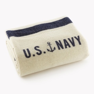 Faribault Foot Soldier Military US Navy Cream Twin Blanket