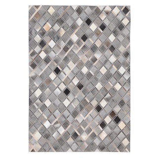 Diamond Grey Cowhide Leather Hand-stitched Rug (8' x 10')
