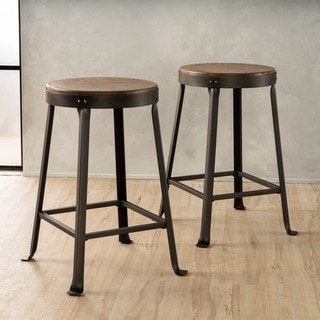 Christopher Knight Home Emery Brown Weathered Wood Counter Stool (Set of 2)