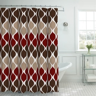 Creative Home Ideas Oxford Weave Textured 13-Piece Shower Curtain with Metal Roller Hooks in Clarisse Espresso