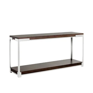 Davenport Brown Wood and Metal Zebra-finished Console Table