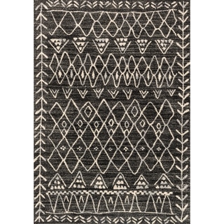 Brently Black/ Ivory Abstract Rug (5'3 x 7'7)