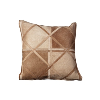 Mina Victory Natural Leather and Hide Criss Cross Beige Throw Pillow (20-inch x 20-inch) by Nourison