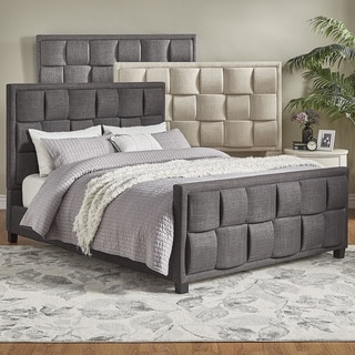 TRIBECCA HOME Porter Linen Woven Full Upholstered Bed with Footboard