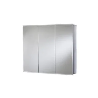 Croydex 30 in. x 26 in. Recessed or Surface Mount Tri-View Beveled Mirrored Medicine Cabinet in Aluminum
