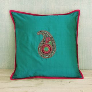 Handmade Silk 'Elegant Paisley' Cushion Cover (India)