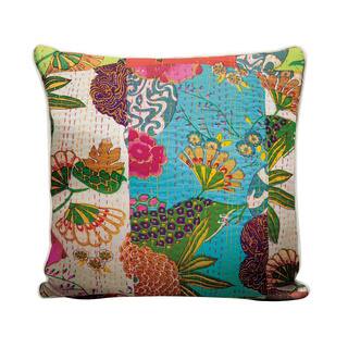 Mina Victory Life Styles Floral Patchwork Multicolor Throw Pillow (18-inch x 18-inch) by Nourison