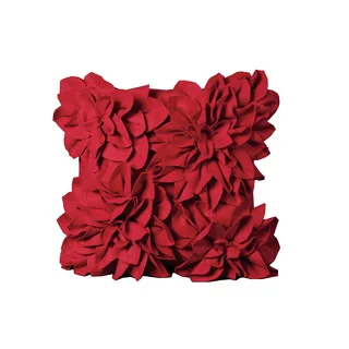 Mina Victory Felt Four Large Felt Flowers Red Throw Pillow (20-inch x 20-inch) by Nourison