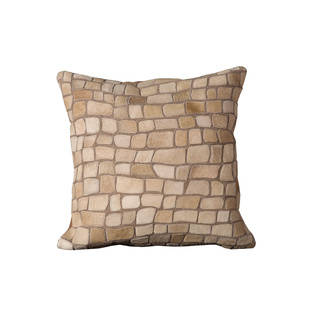 Mina Victory Natural Leather and Hide Pebbles Ivory Throw Pillow (20-inch x 20-inch) by Nourison