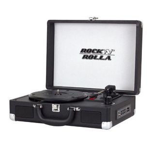 Rock 'N' Rolla JR Black Portable Briefcase Vinyl Turntable Record Player