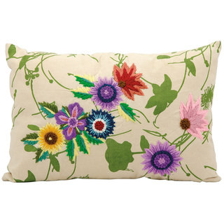 Mina Victory Life Styles Purple Flower Garden Ivory Throw Pillow (10-inch x 16-inch) by Nourison
