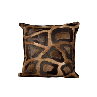 Mina Victory Natural Leather and Hide Cobble Stone Chocolate Throw Pillow (20-inch x 20-inch) by Nourison