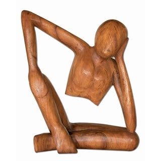 WA-0061-L Handmade Acacia Wood Abstract Thinker (Thailand)