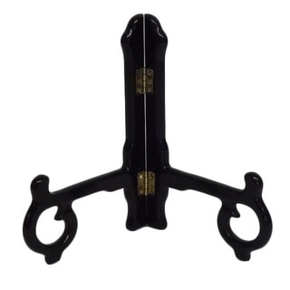 Brown Wood 6-inch Scroll Plate Stands (Pack of 4)