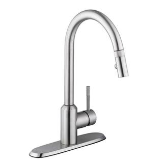 Schon Axel Single-Handle Pull-Down Sprayer Kitchen Faucet in Stainless Steel