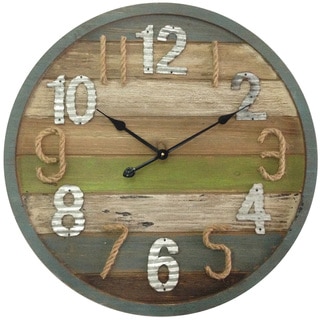 Infinity Instruments Multicolor Wood 27.5-inch Round Wall Clock