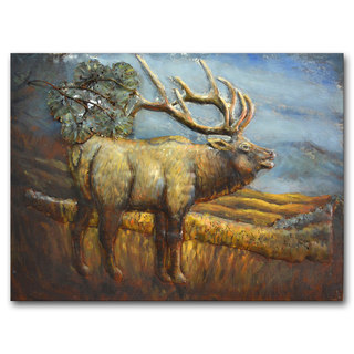 Benjamin Parker 'Elk on the Range' 24-inch x 31-inch Raised Metal Wall Art