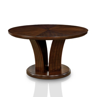 Furniture of America Crezena Flared Pedestal Dark Oak 54-inch Round Dining Table