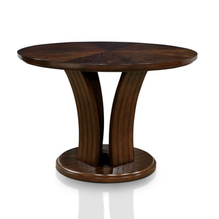 Furniture of America Crezena Flared Pedestal Dark Oak Round Counter Height Dining Table
