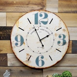 MDF Wooden 23-inch Blue-numbered Wall Clock