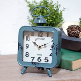 Blue Metal/Glass Table Clock