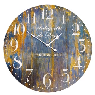 Distressed Blue Wood 23-inch Wall Clock