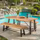 Outdoor Puerto Acacia Wood 3-piece Picnic Dining Set by Christopher Knight Home - Thumbnail 0