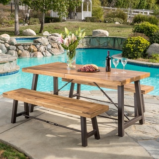 Outdoor Puerto Acacia Wood 3-piece Picnic Dining Set by Christopher Knight Home
