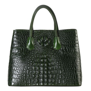 Rimen & Co. Leather Crocodile-pattern Large Tote Bag