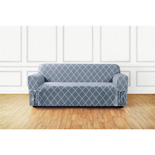 Sure Fit Lattice 1 Piece Slip Cover With Ties And Cord, Sofa Cover