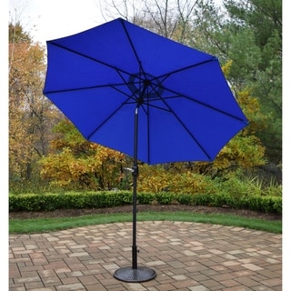 Oakland Living Corporation Blue Antique Bronze 9-foot Crank-and-tile Umbrella and Heavy-duty Stand