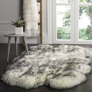 Safavieh Prairie Natural Pelt Sheepskin Wool Ivory/ Smoke Grey Shag Rug (4' x 6')