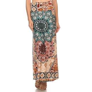 Women's Multicolored Polyester/Spandex Paisley Ornate Maxi Skirt