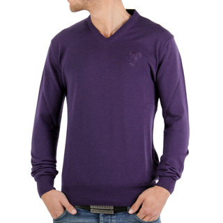 Versace Collection Purple Wool V-neck Sweater
