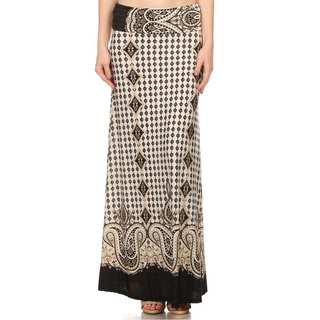 Women's Multicolored Polyester/Spandex Ornate-pattern Maxi Skirt