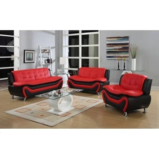 Roselia relaxing contemporary modern style 3pc sofa set, black red