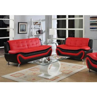 Roselia relaxing contemporary modern style 2pc sofa set, black red
