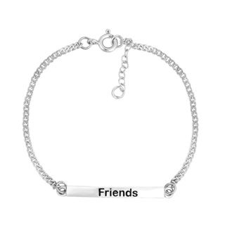 'Friends' Bar Sterling Silver Chain Friendship Bracelet (Thailand)