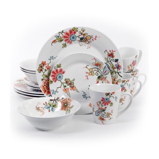 Gibson Home Doraville Stoneware Floral-patterned 16-piece Dinnerware Set (Service for 4)
