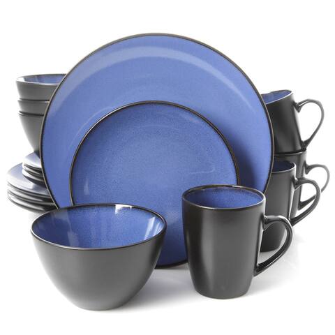 Gibson Soho Lounge Blue/Grey Stoneware 16-piece Dinnerware Set (Service for 4)