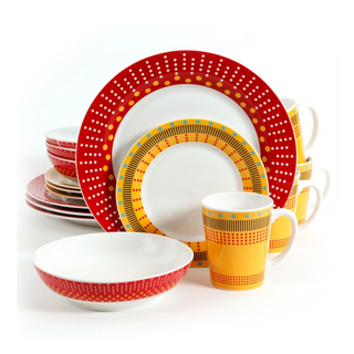 Gibson Lockhart Red and Yellow 16-piece Dinnerware (Service for 4)