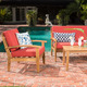Peyton 4-piece Outdoor Wooden Chat Set with Cushions by Christopher Knight Home - Thumbnail 9