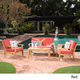 Peyton 4-piece Outdoor Wooden Chat Set with Cushions by Christopher Knight Home - Thumbnail 2