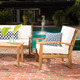 Peyton 4-piece Outdoor Wooden Chat Set with Cushions by Christopher Knight Home - Thumbnail 10