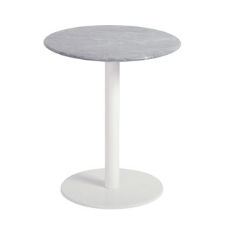 Tammy Powder-coated White Base/Grey Marble/Steel Round Side Table