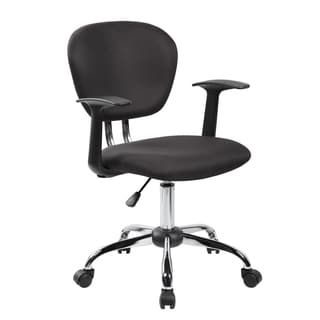 1008F-BK Black/Pink Chrome/Fabric/Plastic Mid-back Adjustable Task Chair with Arms and Chrome Base